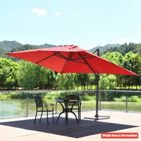 10 x 13 Feet Rectangular Cantilever Umbrella with 360° Rotation Function-Red