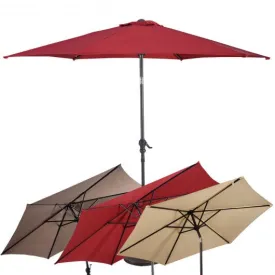 10FT Patio Umbrella 6 Ribs Market Steel Tilt W/ Crank Outdoor Garden without Weight Base-Burgundy