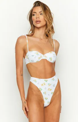 9.0 Swim Jamilla White Floral Print Bikini Top