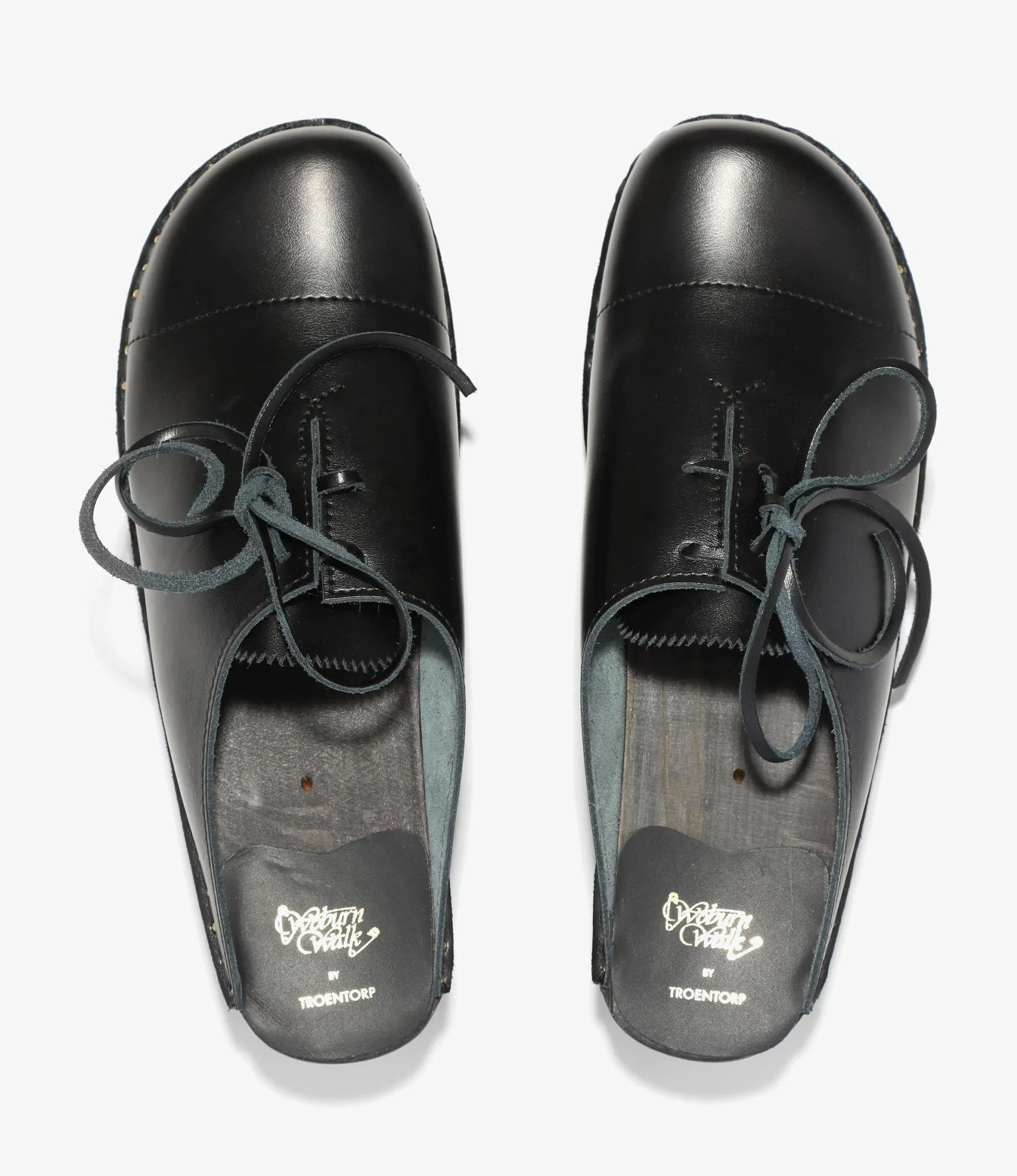 Alps Centre Lace Clog – Black Leather