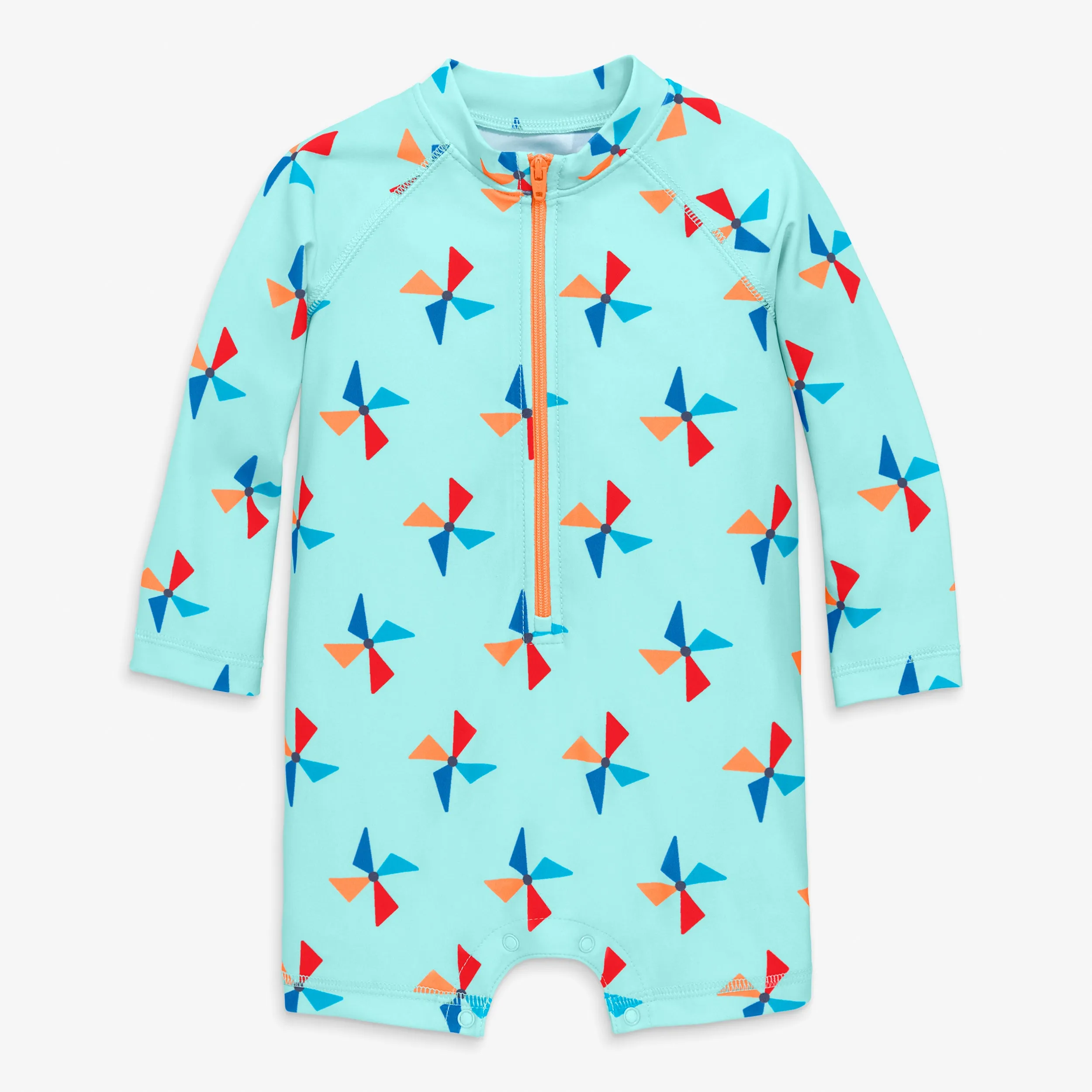 Baby one-piece rash guard in pinwheels