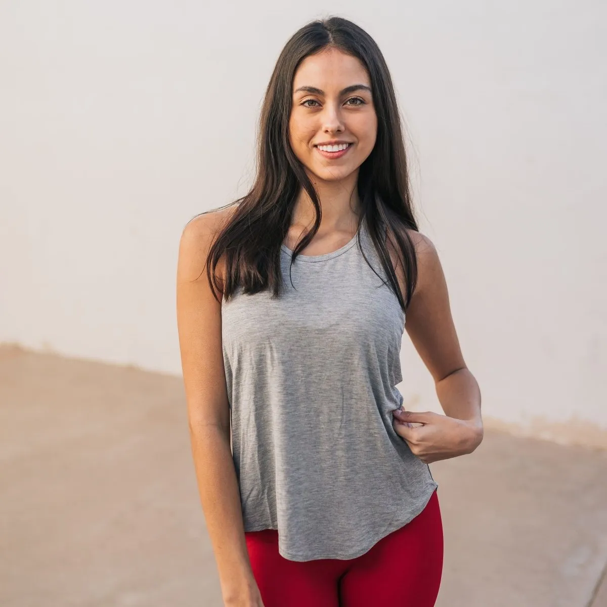 Cross Back Tank - Heathered Gray