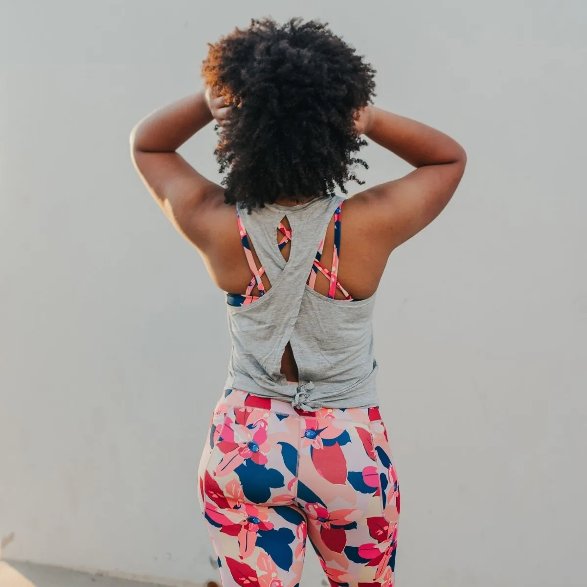 Cross Back Tank - Heathered Gray