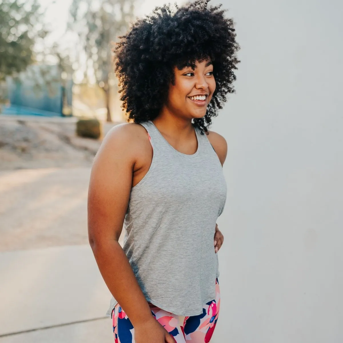 Cross Back Tank - Heathered Gray