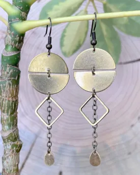 Full Moon Raw Brass Earrings