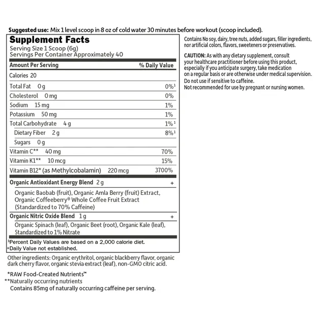 Garden of Life Organic Plant-Based Energy   Focus 30 Servings