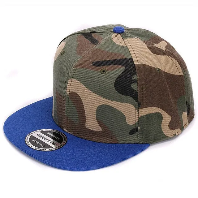 HATLANDER Camouflage snapback polyester cap blank flat camo baseball cap with no embroidery mens cap and hat for men and women