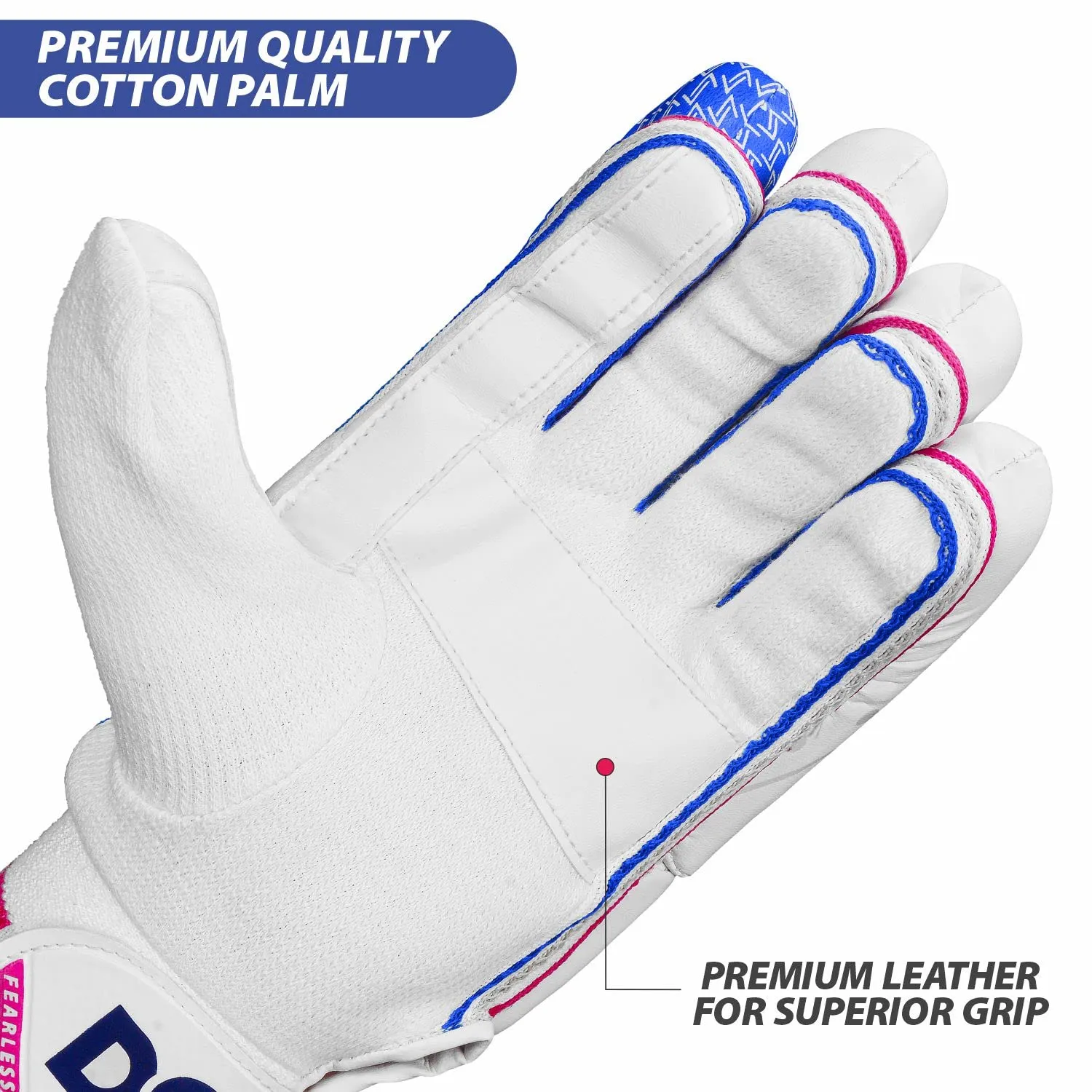 Intense Force Leather Cricket Batting Gloves | Mens Right (White Fluro Yellow)