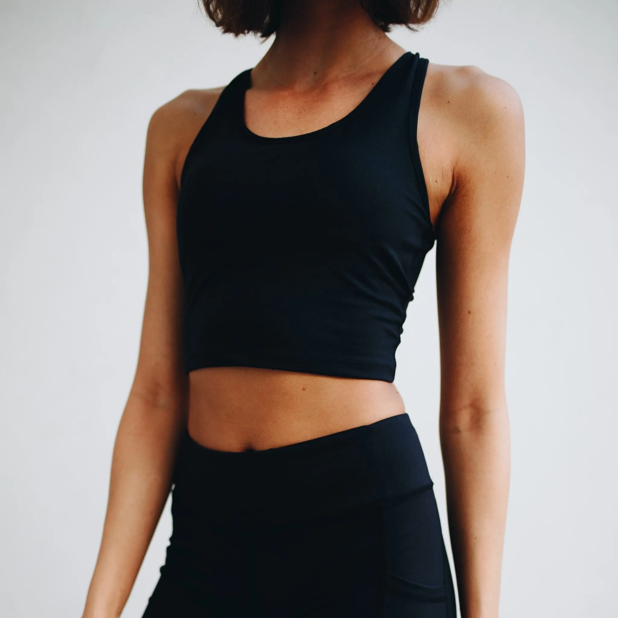 Laced Up Crop Top - Black