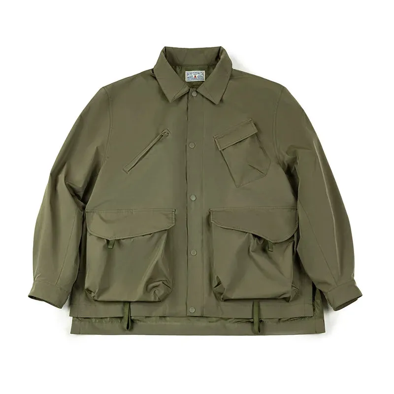 Men's Military Green Jackets with Large Pockets - Casual Lapel Jacket