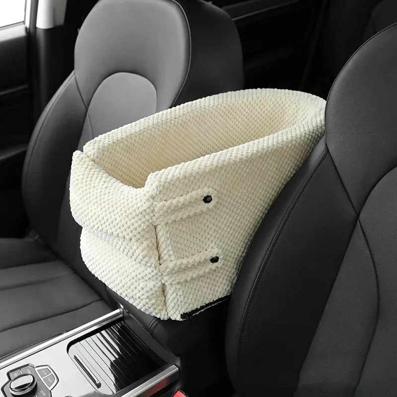 Portable Pet Dog Car Seat – Nonslip Carriers with Central Control Armrest Box & Booster Kennel Bed for Small Dogs & Cats