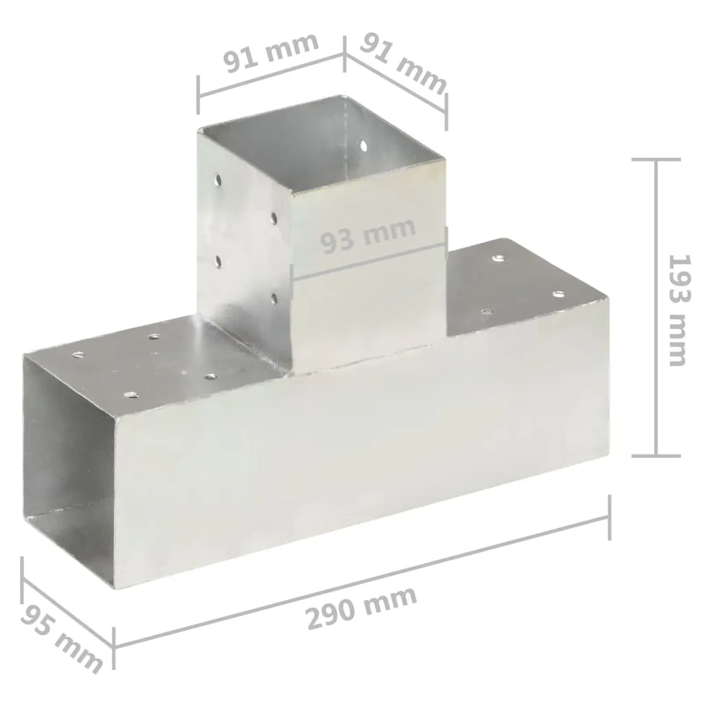 Post Connector T Shape Galvanised Metal 91x91 mm