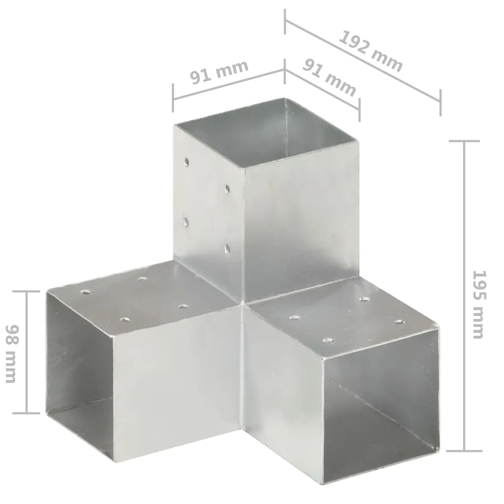 Post Connector Y Shape Galvanised Metal 91x91 mm