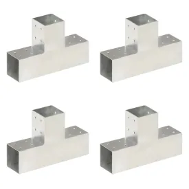 Post Connectors 4 pcs T Shape Galvanised Metal 81x81 mm