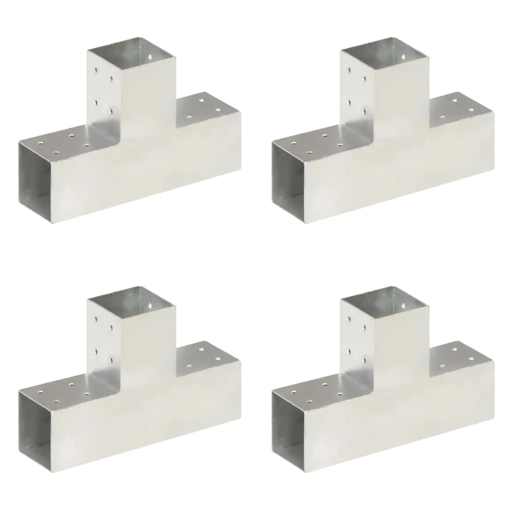 Post Connectors 4 pcs T Shape Galvanised Metal 81x81 mm