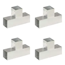 Post Connectors 4 pcs T Shape Galvanised Metal 91x91 mm