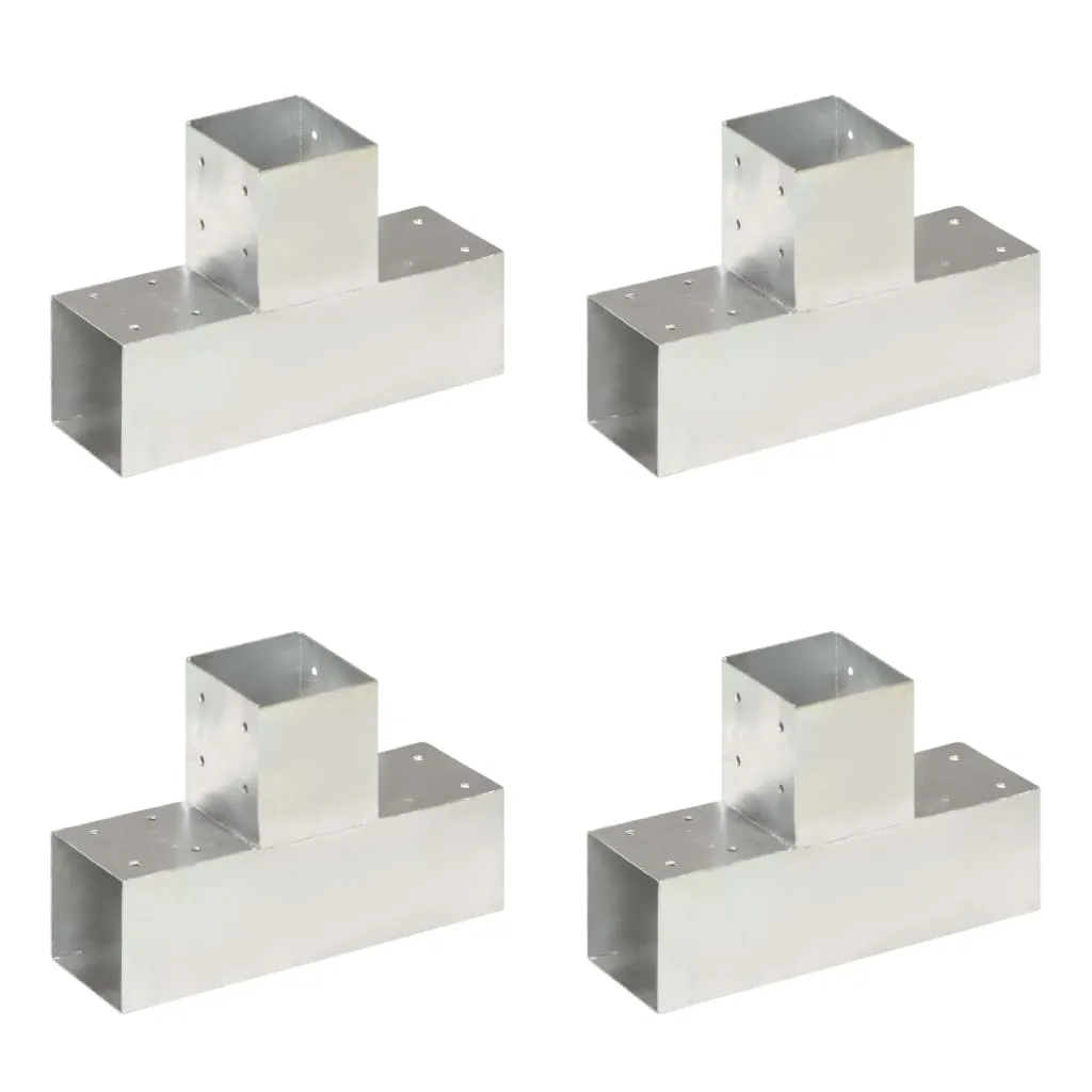 Post Connectors 4 pcs T Shape Galvanised Metal 91x91 mm