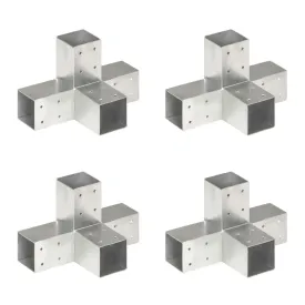 Post Connectors 4 pcs X Shape Galvanised Metal 71x71 mm