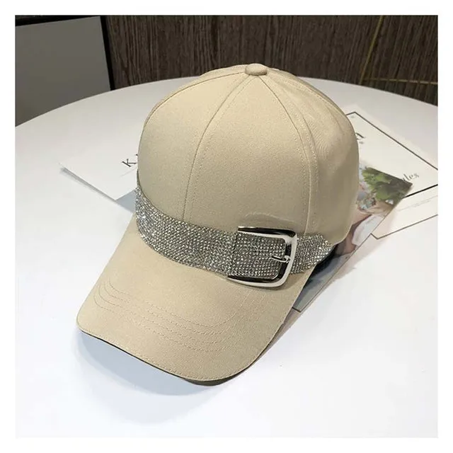 Rhinestone Belt Baseball Caps For Women Snapback Caps Outdoor Sun Hat