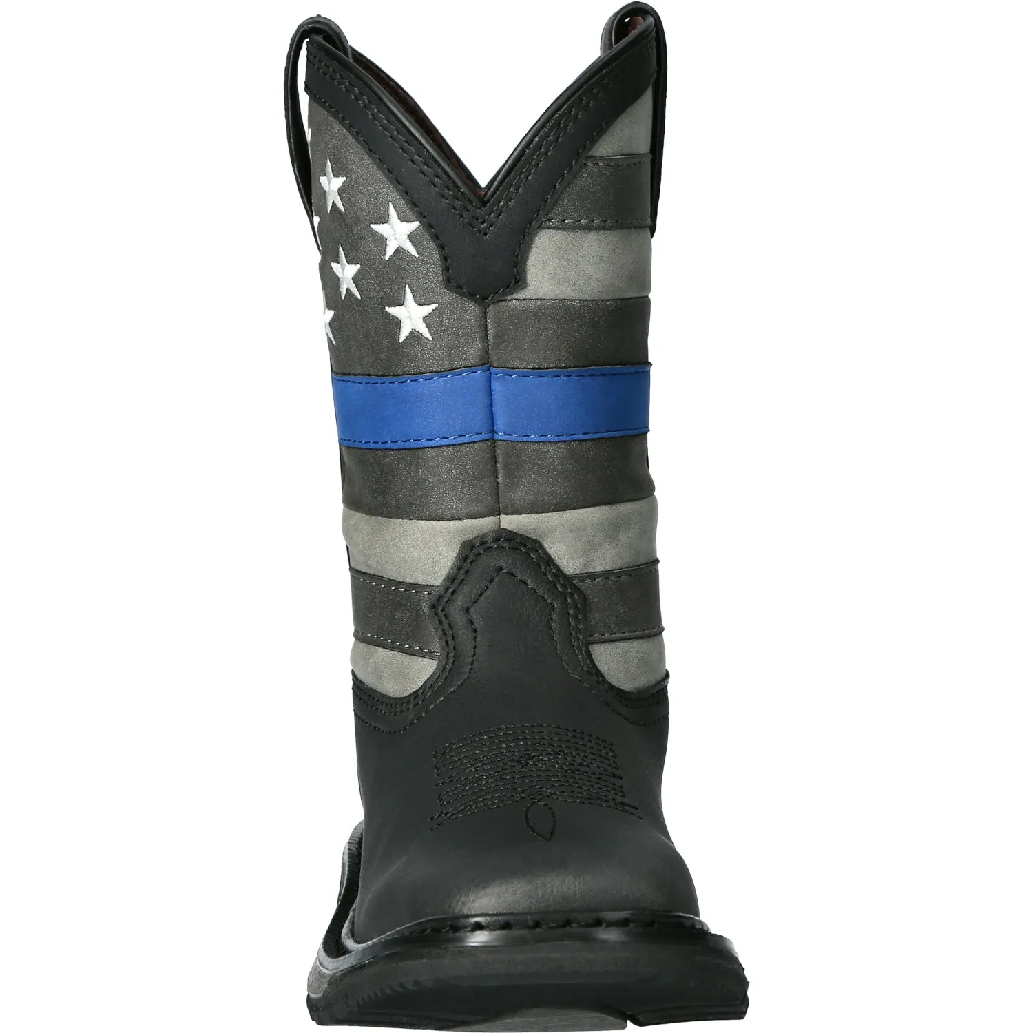 Rocky Kids Black Leather Blue Line Western Cowboy Boots