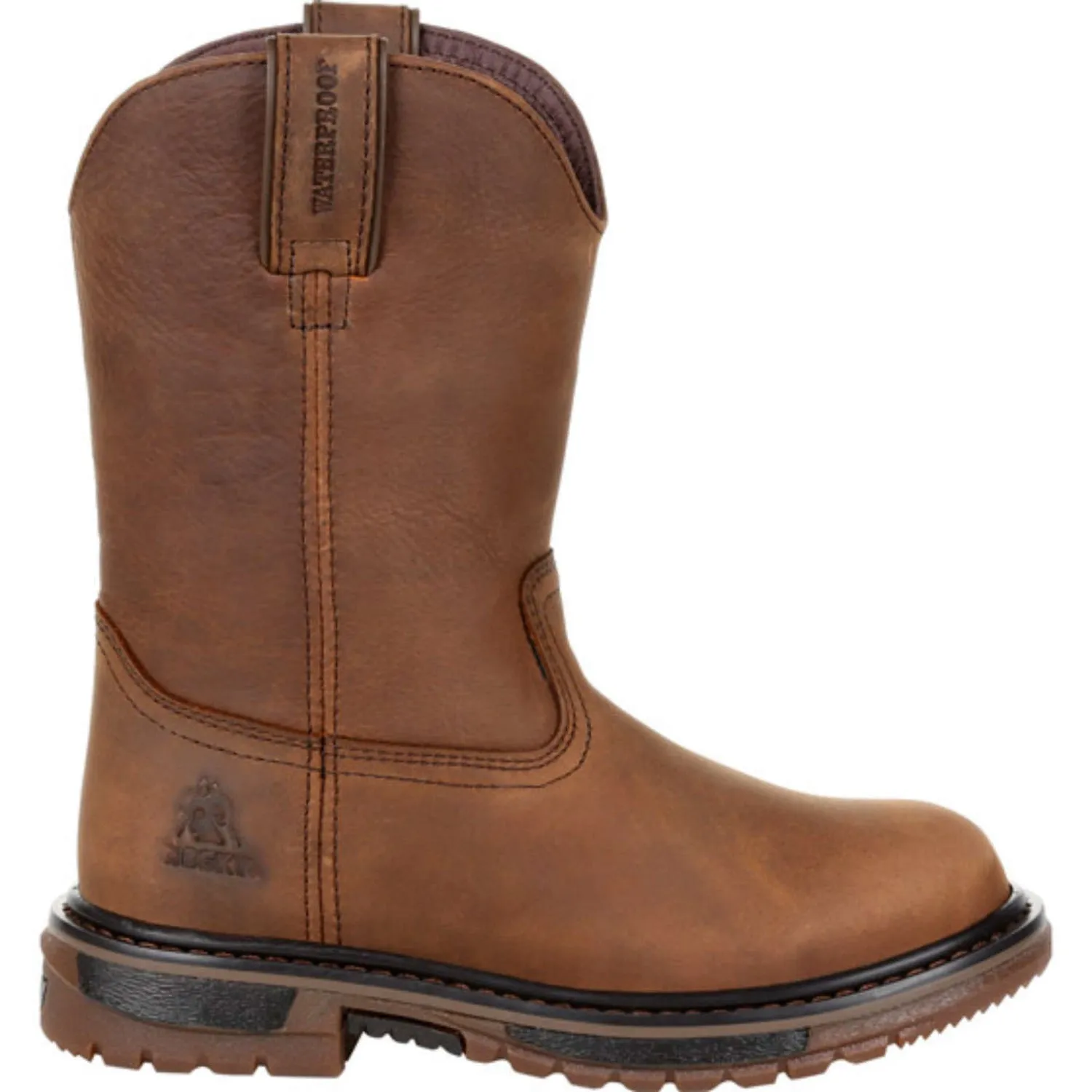 Rocky Kids Boys Brown Leather WP FLX Original Ride Cowboy Boots