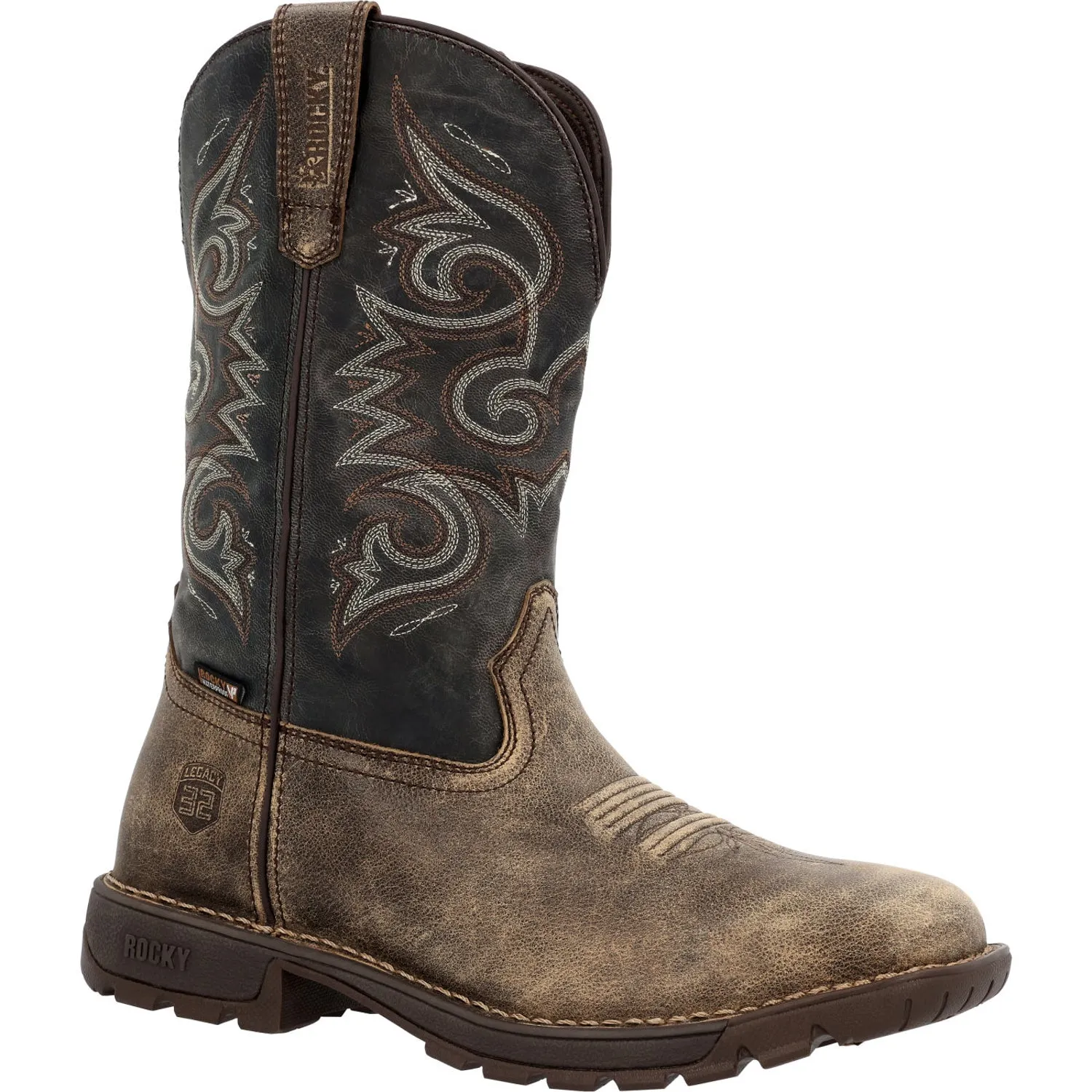 Rocky Mens Brown Leather WP Legacy 32 Cowboy Boots