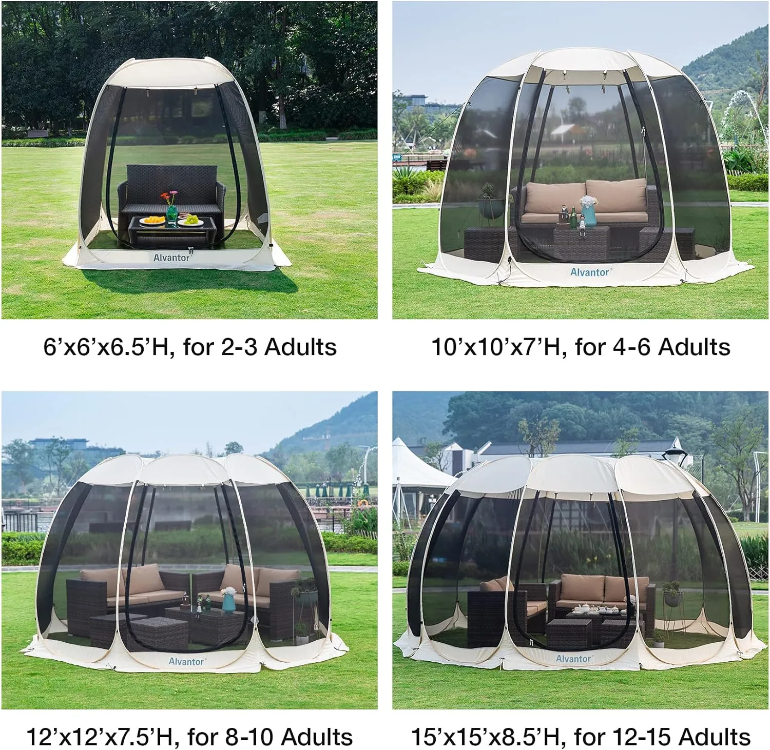 Screen House Room Camping Tent Outdoor Canopy Pop Up Sun Shade Shelter 10 Mesh Walls Not Waterproof