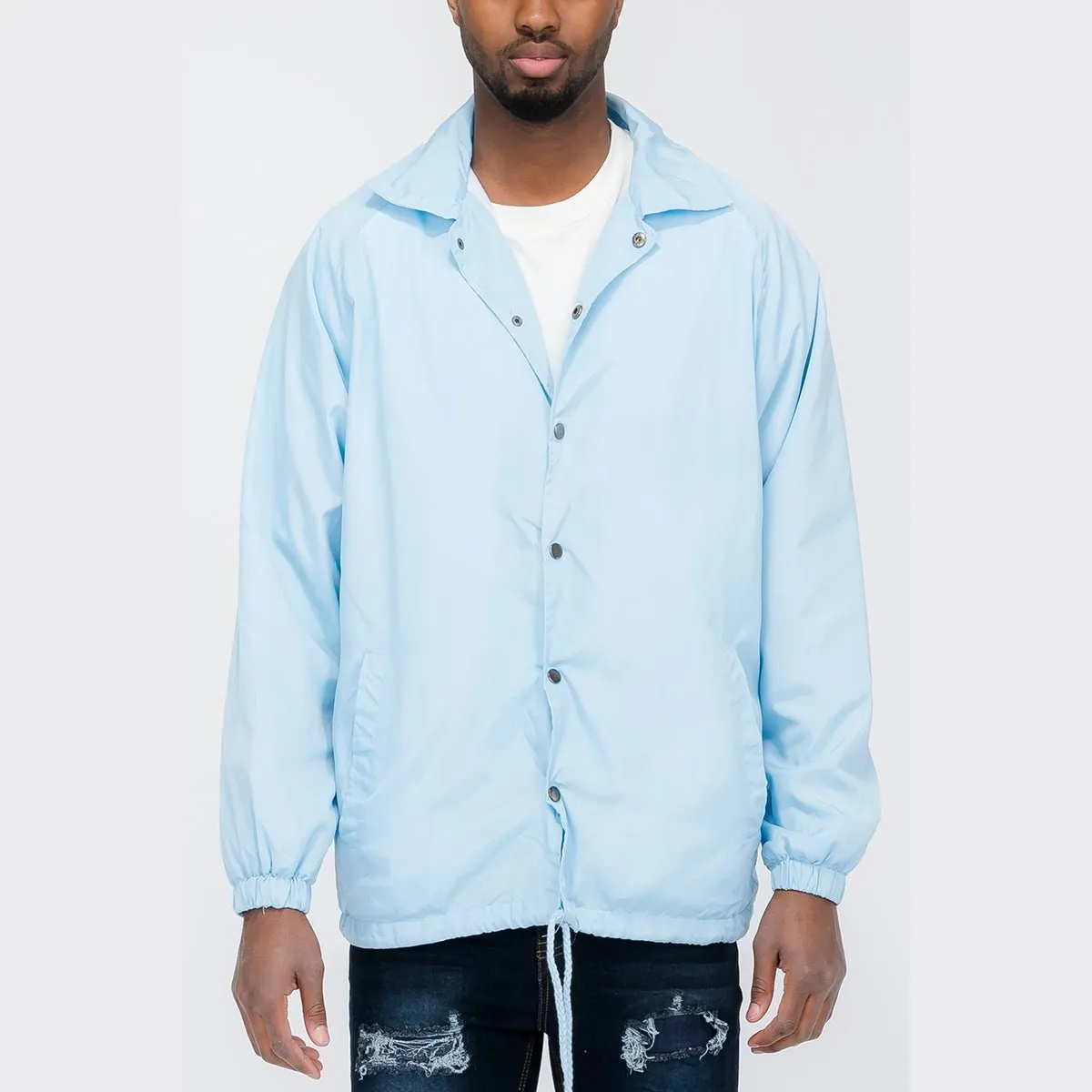 Sky Blue Solid Coach's Jacket