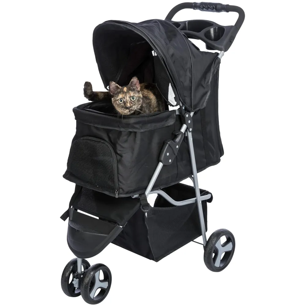 Trixie Nylon Buggy Stroller for Dogs and Cats (Black)