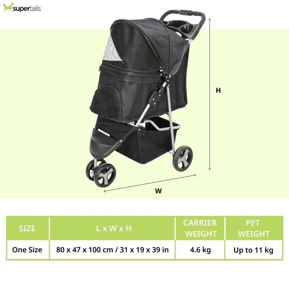 Trixie Nylon Buggy Stroller for Dogs and Cats (Black)